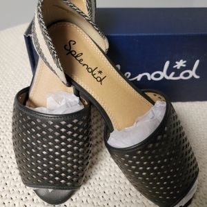 Women's Splendid Black Open Toe Mesh Flat 8.5